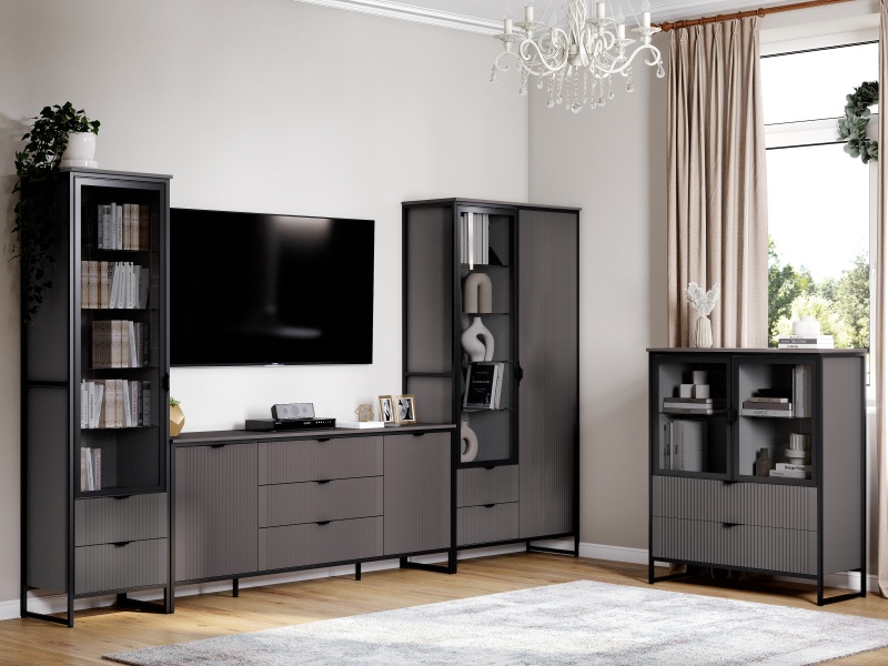 Шкаф 2 дв 2 ящ "Нора" гостиная Графит