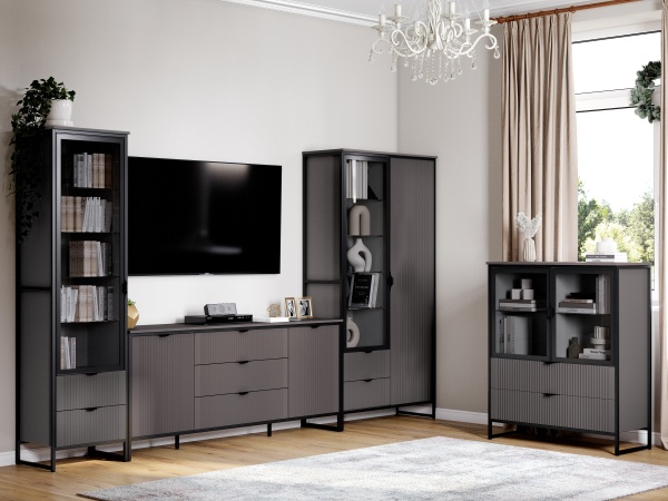 Тумба 2 дв 2 ящ "Нора" гостиная Графит