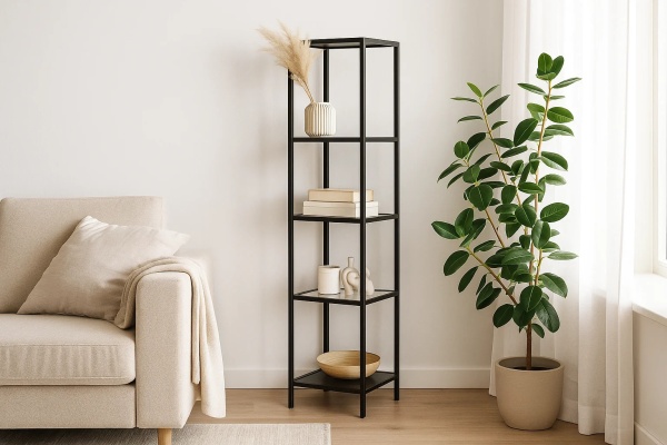 Стеллаж со стеклянными полками "Нора" гостиная