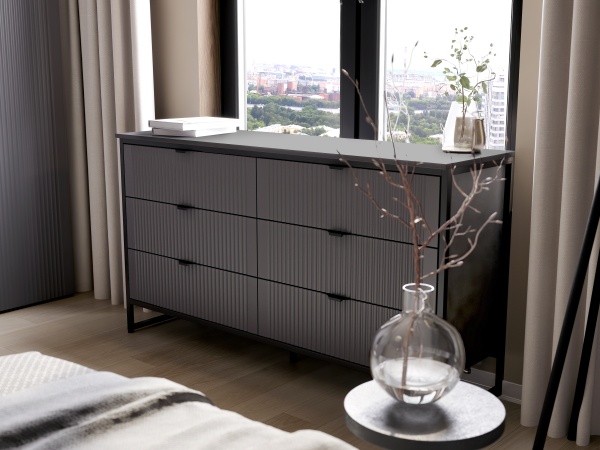 Комод 6 ящ "Нора" спальня Графит